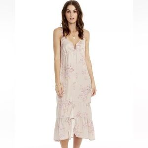 SALTWATER LUXE Breezy Midi Floral Pedals Pink Slip Dress